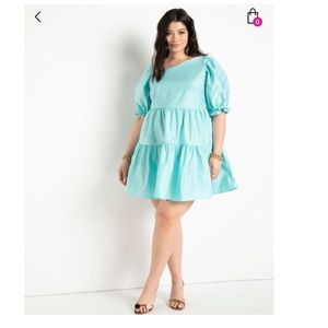 Eloquii Asymmetrical Neckline Trapeze Dress